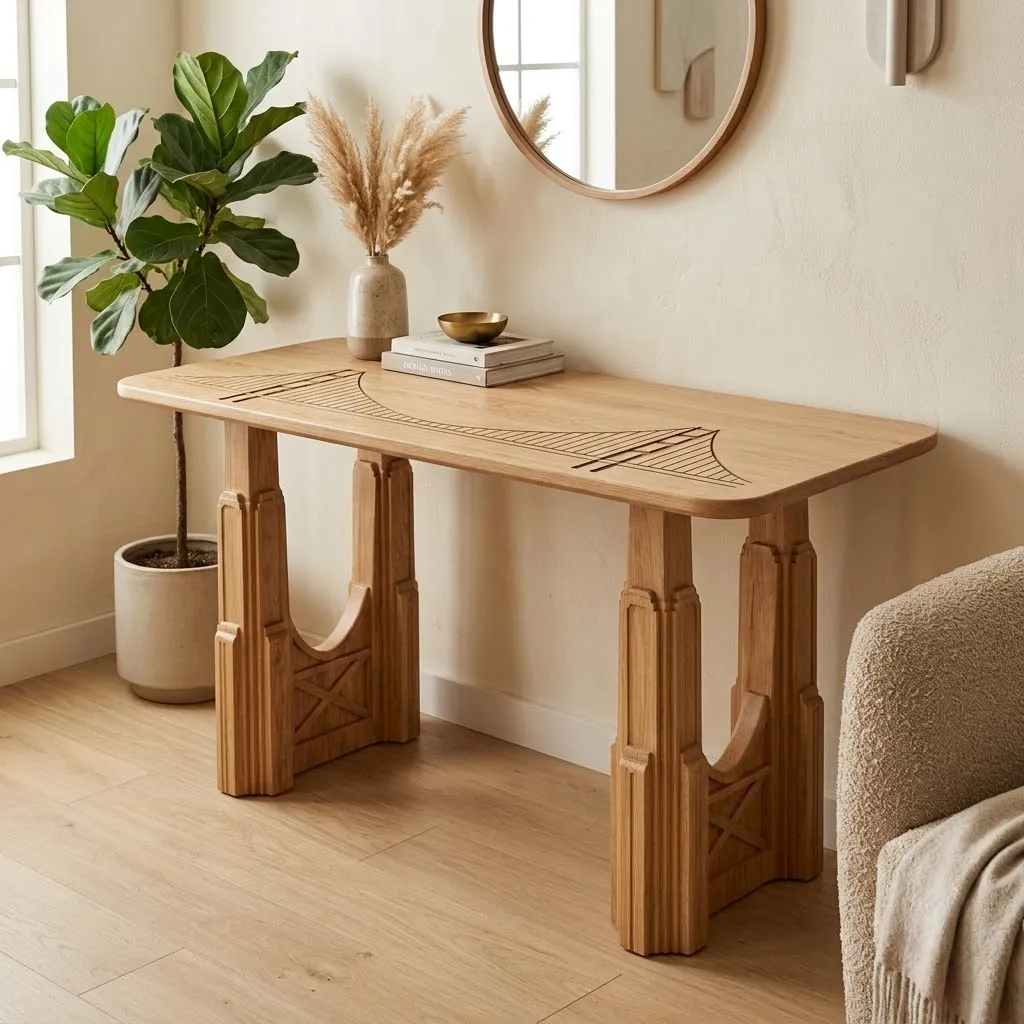 Wooden Golden Gate Bridge Console Table