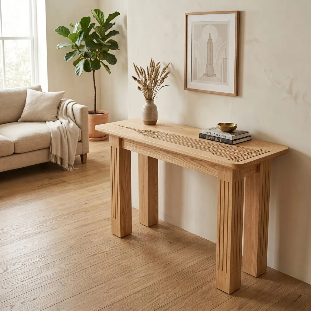 Wooden Empire State Building Console Table